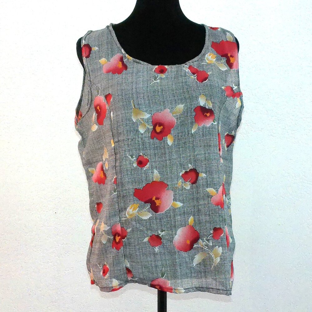 Beverly fine collection, black/red floral tank top,